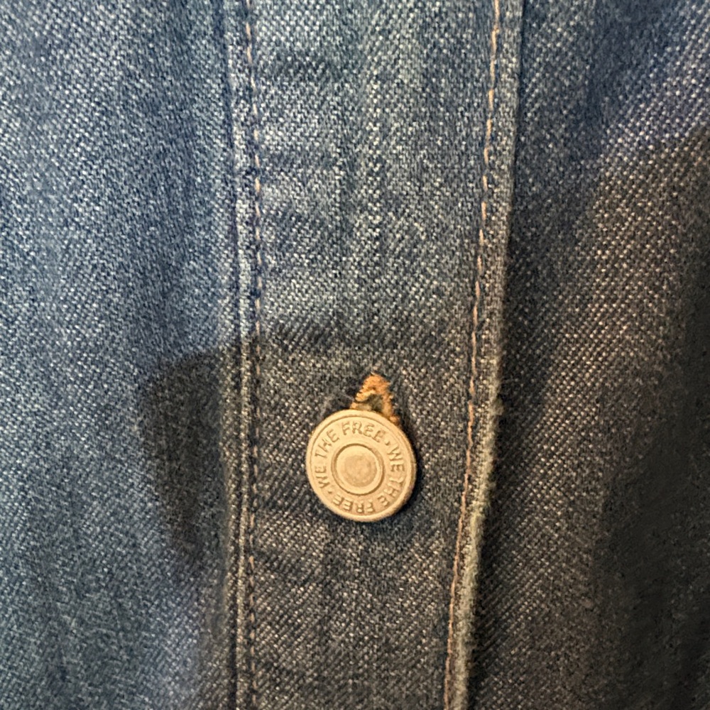 We The Free Dark Denim Blue Long Sleeve Button-Front Dress - Picture 3 of 9